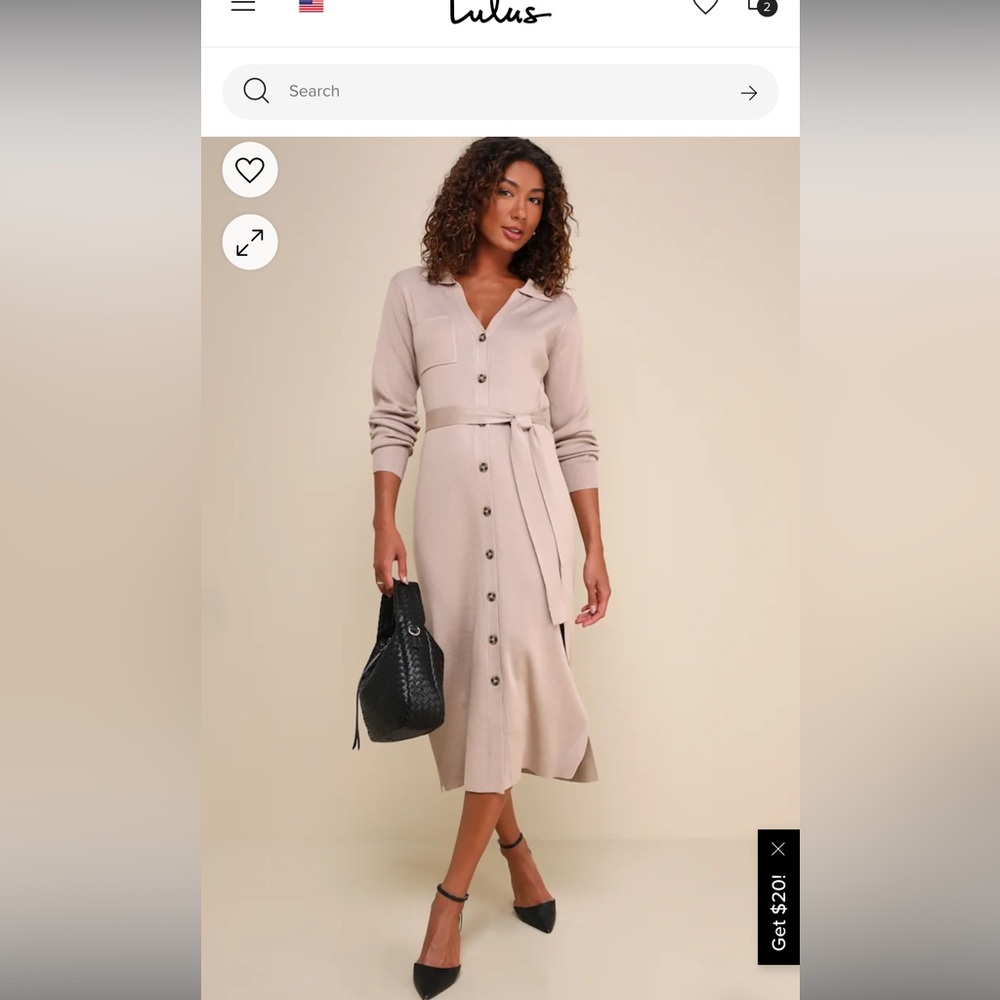 Lulu’s work beige sweater dress S